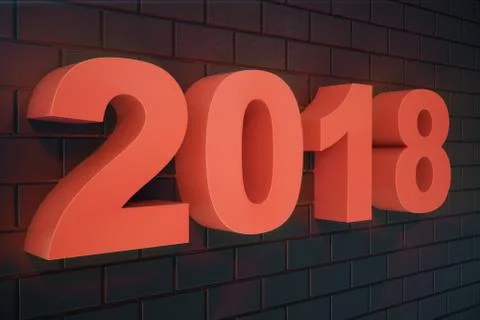 3D illustration 2018 text 3D Numbers. Happy New Year 2018 Text. Stock Illustration