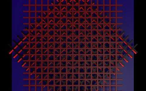 3d illustration of 3 square grids stacked over a blue square sheet 스톡 일러스트