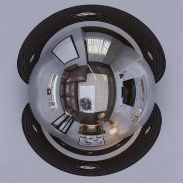 3d illustration 360 degree spherical seamless living room panorama Stock Illustration