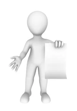 3d illustration. 3d abstract human with empty poster Stock Illustration