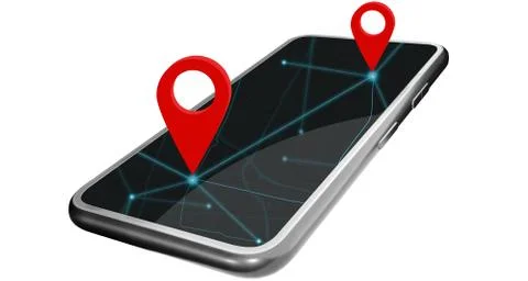 3d illustration, 3d isometric mobile phone, smartphone ready identified on ma Stock Illustration