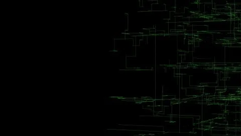 3D illustration, 3D rendering, abstract geometric background, green line tech Illustration