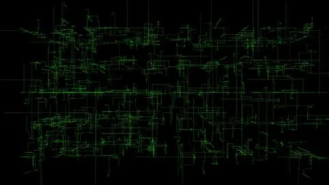 3D illustration, 3D rendering, abstract geometric background, green line tech Illustrazione stock