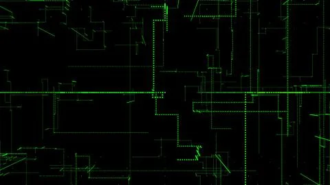 3D illustration, 3D rendering, abstract geometric background, green line tech Illustration