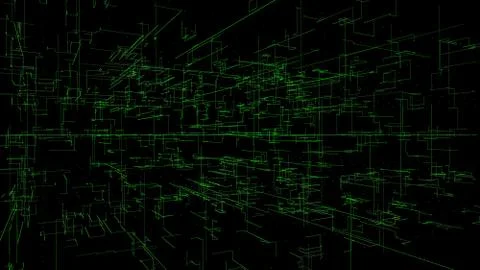 3D illustration, 3D rendering, abstract geometric background, green line tech 스톡 일러스트