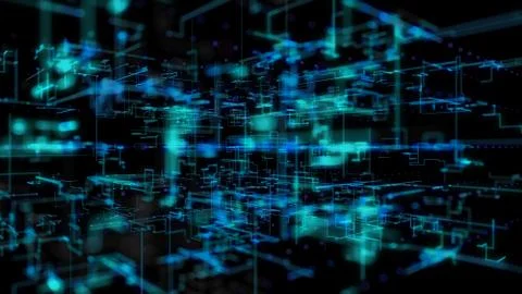 3D illustration, 3D rendering, abstract geometric background, Blue Line and B Illustrazione stock