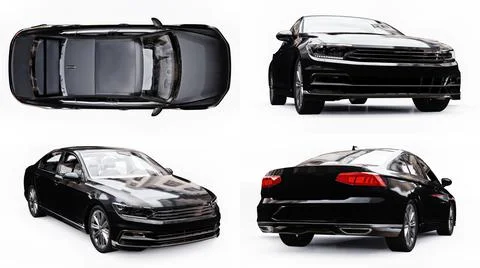 3d illustration. 3d rendering of a brandless generic car in a white studio en Stock-Illustration