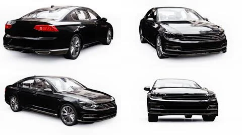 3d illustration. 3d rendering of a brandless generic car in a white studio en Illustrazione stock