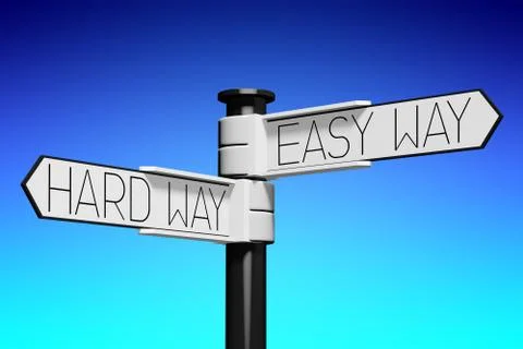 3D illustration/ 3D rendering - crossroads concept - easy or hard way Stock Illustration
