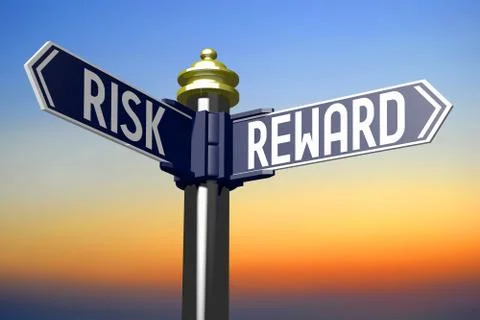 3D illustration/ 3D rendering - crossroads concept - risk and reward Stock-Illustration