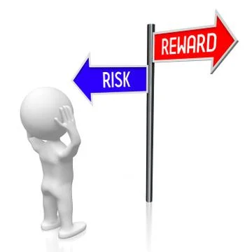 3D illustration/ 3D rendering - crossroads concept - risk and reward Stock-Illustration