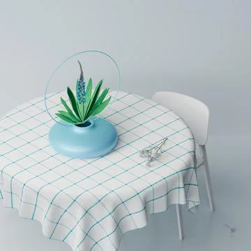 3D illustration, 3D rendering. Digital vase with bouquet of flowers. Stock Illustration