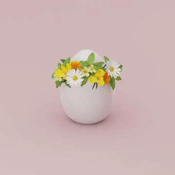 3D illustration, 3D rendering. Egg with flowers. Ilustração Stock
