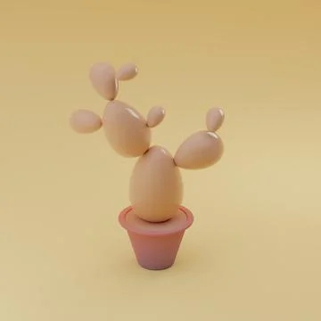 3D illustration, 3D rendering. Egg like cactus. Stock Illustration