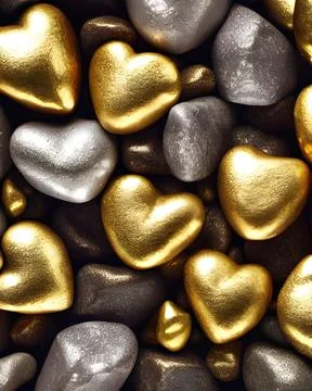 3D illustration ,3D rendering ,Lots of rough textured gold pebbles Foto stock