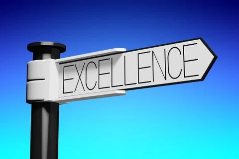 3D illustration/ 3D rendering - signpost with 1 arrow - excellence Stock Illustration