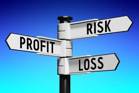 3D illustration/ 3D rendering - signpost with three arrows - investing risk Ilustração Stock