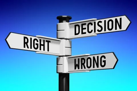 3D illustration/ 3D rendering - signpost with three arrows - decision concept Stock Illustration