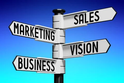 3D illustration/ 3D rendering - signpost with four arrows - marketing Illustrazione stock