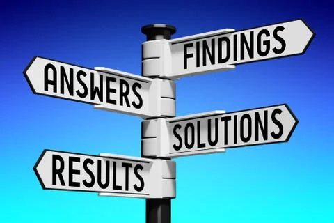 3D illustration/ 3D rendering - signpost with four arrows - solution concept Illustrazione stock