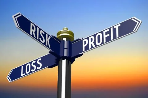 3D illustration/ 3D rendering - signpost with three arrows - investing risk Ilustração Stock