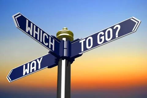 3D illustration/ 3D rendering - signpost with three arrows - problem concept Stock Illustration