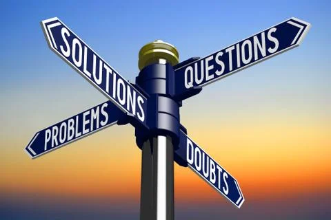 3D illustration/ 3D rendering - signpost with four arrows - problems concept イラスト素材