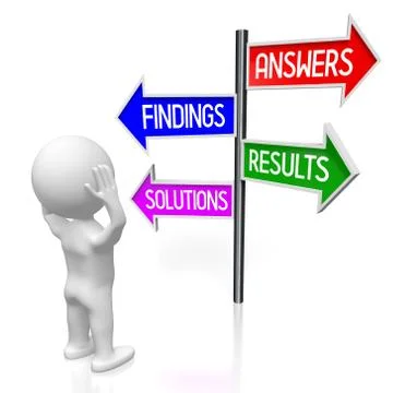 3D illustration/ 3D rendering - signpost with four arrows - solution concept Stock Illustration