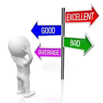 3D illustration/ 3D rendering - signpost with four arrows - comparison Stock Illustration