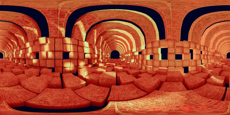 3d illustration, 3d rendering, vr 360 panorama abstract images of the geometr 库存插图