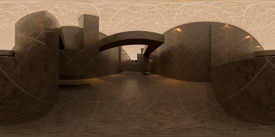 3d illustration, 3d rendering, vr 360 panorama abstract images of the geometr 스톡 일러스트
