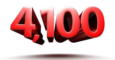 3D illustration 4100 red isolated on a white background with clipping path. Stock Illustration