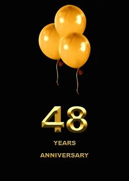 3d illustration,  48 anniversary. golden numbers on a festive background. p.. Stock Photos