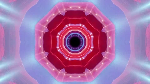 A 3D illustration of 4K UHD 60 FPS kaleidoscope flower in dynamic tunnel Stock Footage 165771445
