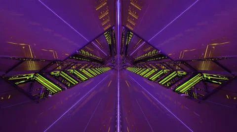 3d illustration of 4K UHD violet symmetric tunnel Stock Illustration