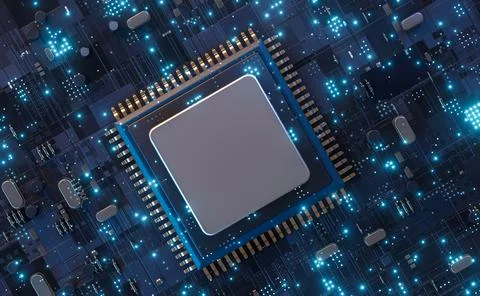 3D illustration 5g technology smart motherboard chip creative map. Stock Illustration