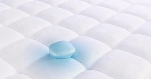 3d illustration of the absorption of blue drops, liquid Stock Illustration