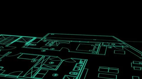 3d illustration - abstract architecture background: blueprint house plan and  Stock Illustration