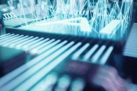 3D illustration abstract artificial intelligence on a printed circuit board Stock Illustration