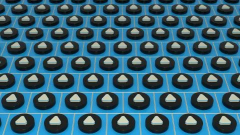 3D illustration Abstract Background With Blue And Black Plastic Cubes Stock Illustration