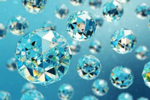 3D illustration abstract background of chaotic low poly spheres consisting of Stock Illustration