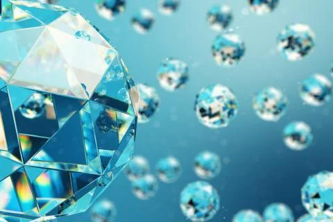 3D illustration abstract background of chaotic low poly spheres consisting of Stock Illustration