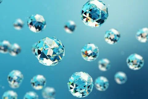 3D illustration abstract background of chaotic low poly spheres consisting of Stock Illustration