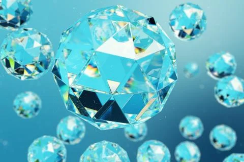3D illustration abstract background of chaotic low poly spheres consisting of Stock Illustration