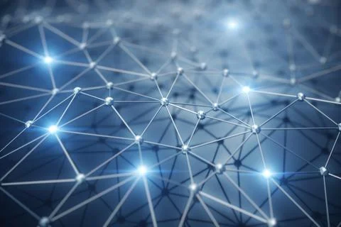 3D Illustration, Abstract background. Concept neural network and cloud computing イラスト素材