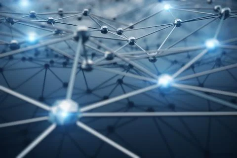 3D Illustration, Abstract background. Concept neural network and cloud computing Stock Illustration