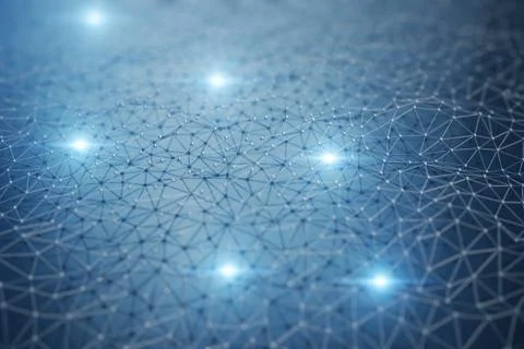 3D Illustration, Abstract background. Concept neural network and cloud computing Stock Illustration