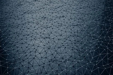 3D Illustration, Abstract background. Concept neural network and cloud computing Stock Illustration