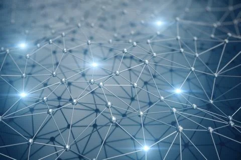 3D Illustration, Abstract background. Concept neural network and cloud computing Stock Illustration