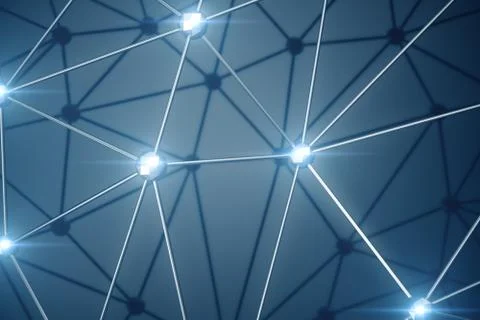 3D Illustration, Abstract background. Concept neural network and cloud computing Stock Illustration